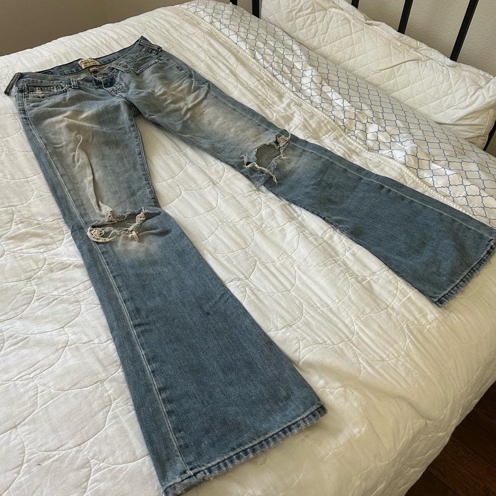 Abercrombie & Fitch Light Blue Distressed Flare Jeans